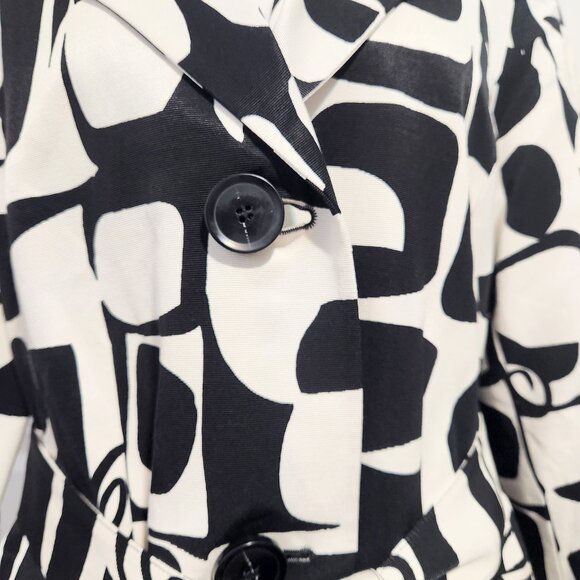 Women's Alfani Black and White Lined Belted Jacket with 3/4 Sleeves Size Medium - Picture 8 of 15